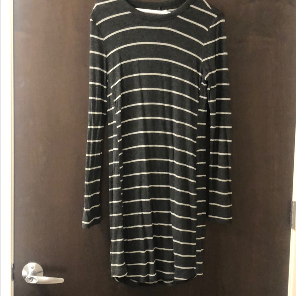 Grey striped sweater dress